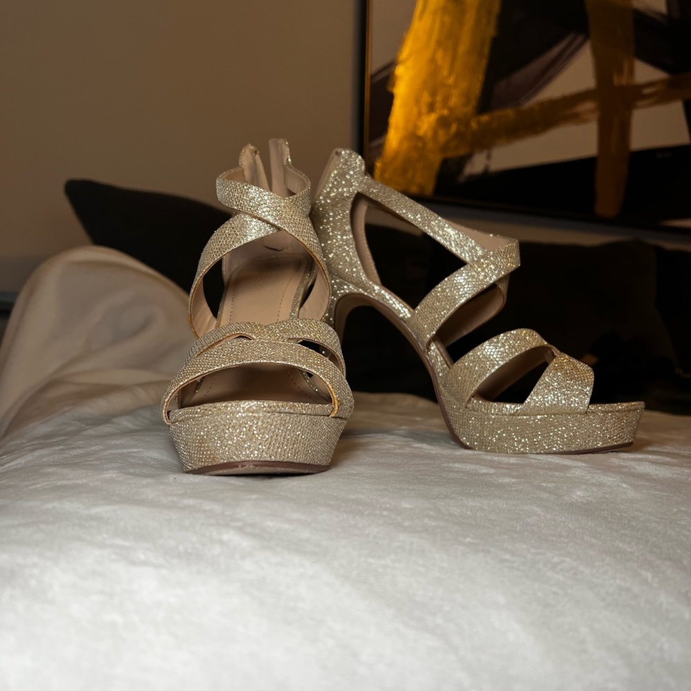 Gold Glitter Platform Heels